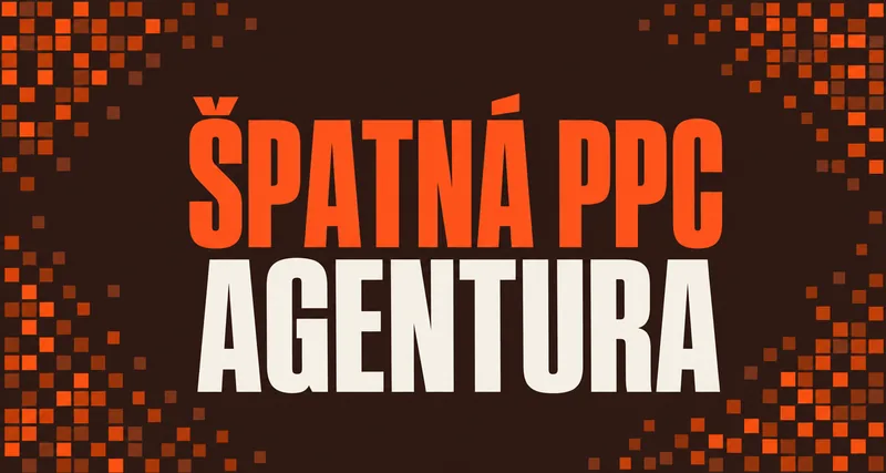 Grafický cover článku o špatné PPC agentuře s pixelovým motivem v oranžových a hnědých tónech