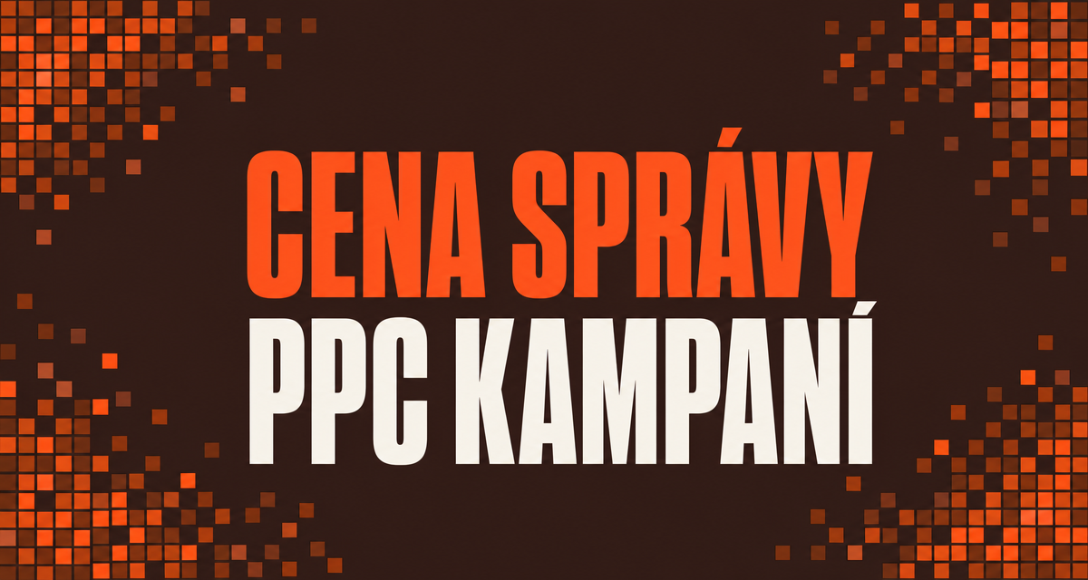 Grafický cover článku o ceně správy PPC kampaní s pixelovým motivem v oranžových a hnědých tónech