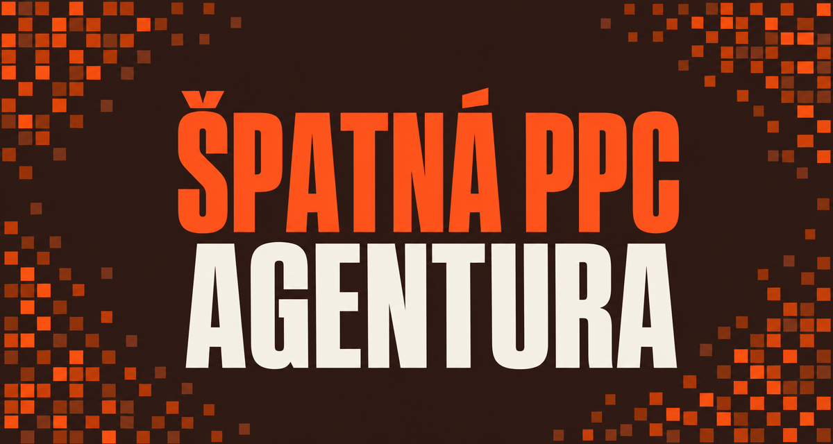Grafický cover článku o špatné PPC agentuře s pixelovým motivem v oranžových a hnědých tónech