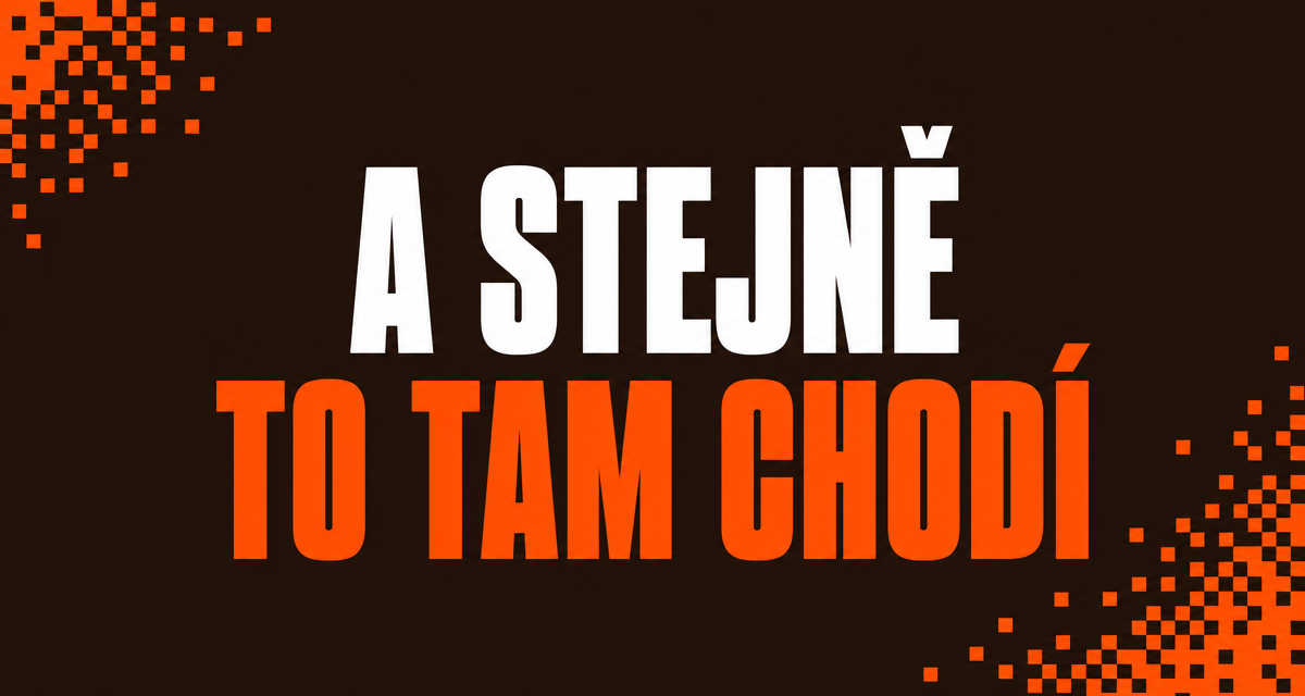 Grafický cover článku o vylučujících klíčových slovech s pixelovým motivem v oranžových a hnědých tónech